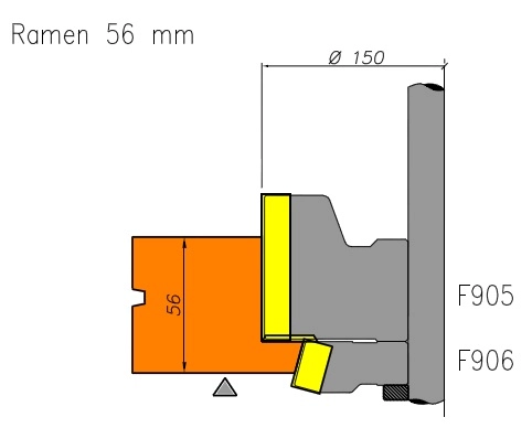 Tekening freeskoppen raamprofilering combinatiemachineset
